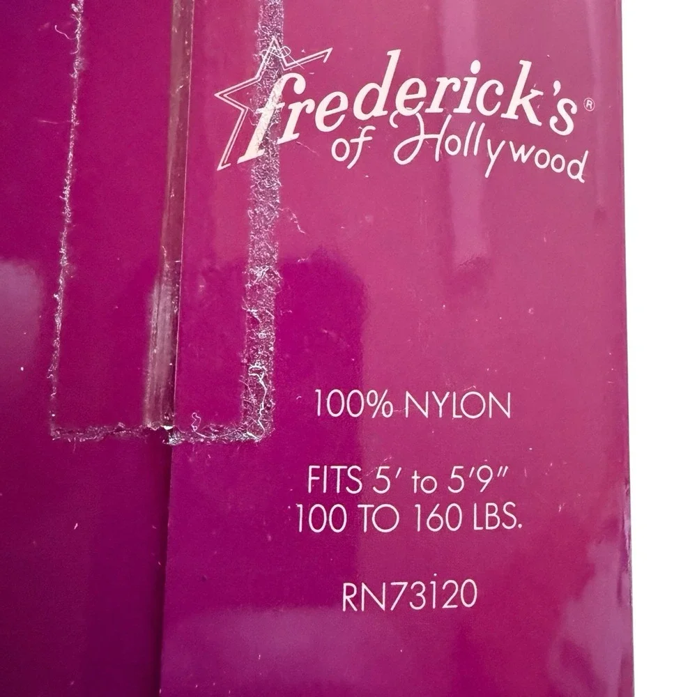 Vintage FREDERICK'S HOLLYWOOD Suspender Pantyhose One Size Sheer Red NOS England